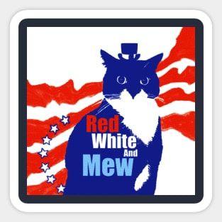 Red White and Mew Cat Sticker